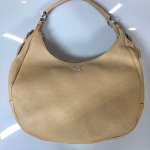 PRADA vitello baino leather hobo bag